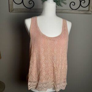 AMERICAN EAGLE Peach Lace Detail American Eagle t-shirt-Tank #summer Size Large